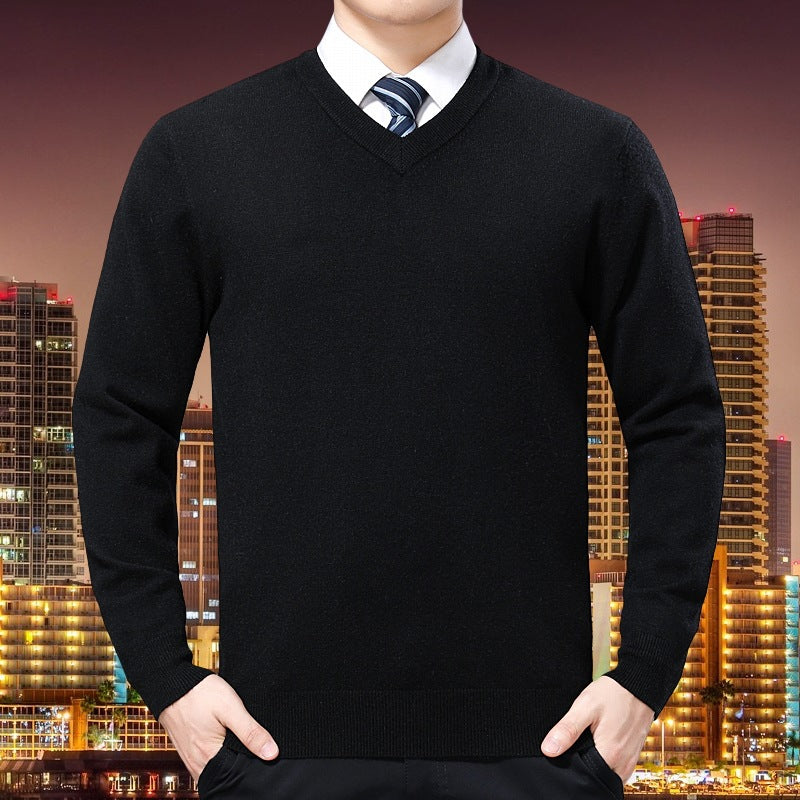 Men's V-neck knitted sweater made of soft cotton blend Skorter