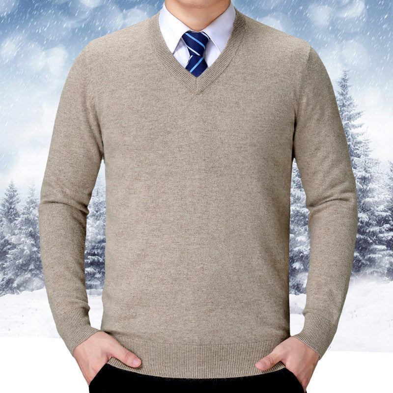 Men's V-neck knitted sweater made of soft cotton blend Skorter
