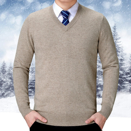 Men's V-neck knitted sweater made of soft cotton blend Skorter