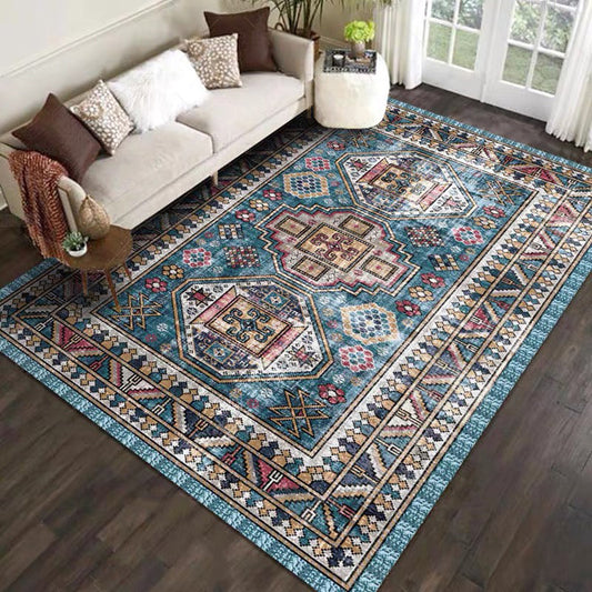 Skorter | Casual floral printed rug multicolored polypropylene indoor rug non-slip backing easy to care for rug for bedroom
