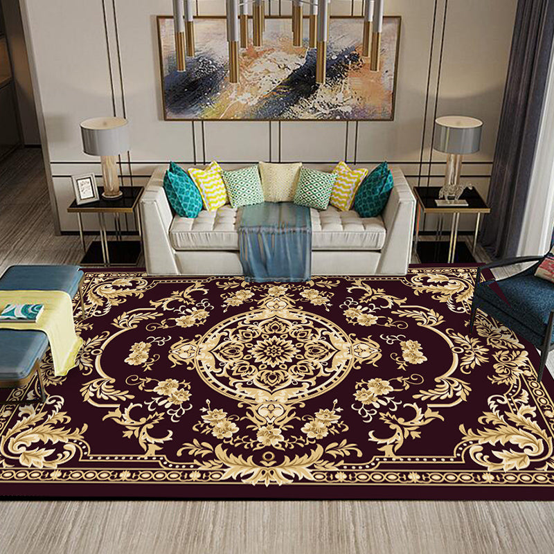 Skorter | Chinese Living Room Rug Multicolored Geometric Printed Area Rug Polyester Non-Slip Pet-Friendly Indoor Rug