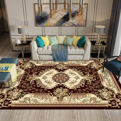 Skorter | Chinese Living Room Rug Multicolored Geometric Printed Area Rug Polyester Non-Slip Pet-Friendly Indoor Rug