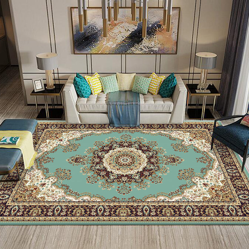 Skorter | Chinese Living Room Rug Multicolored Geometric Printed Area Rug Polyester Non-Slip Pet-Friendly Indoor Rug