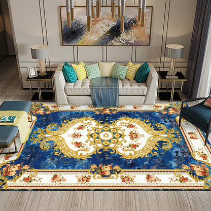 Skorter | Chinese Living Room Rug Multicolored Geometric Printed Area Rug Polyester Non-Slip Pet-Friendly Indoor Rug