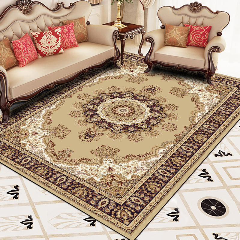 Skorter | Chinese Living Room Rug Multicolored Geometric Printed Area Rug Polyester Non-Slip Pet-Friendly Indoor Rug