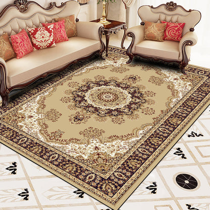 Skorter | Chinese Living Room Rug Multicolored Geometric Printed Area Rug Polyester Non-Slip Pet-Friendly Indoor Rug