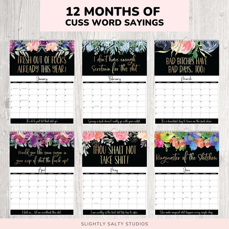 skorter | 2024 Wall Calendar For Tired Women, Fu-K It Swear Calendar Planner