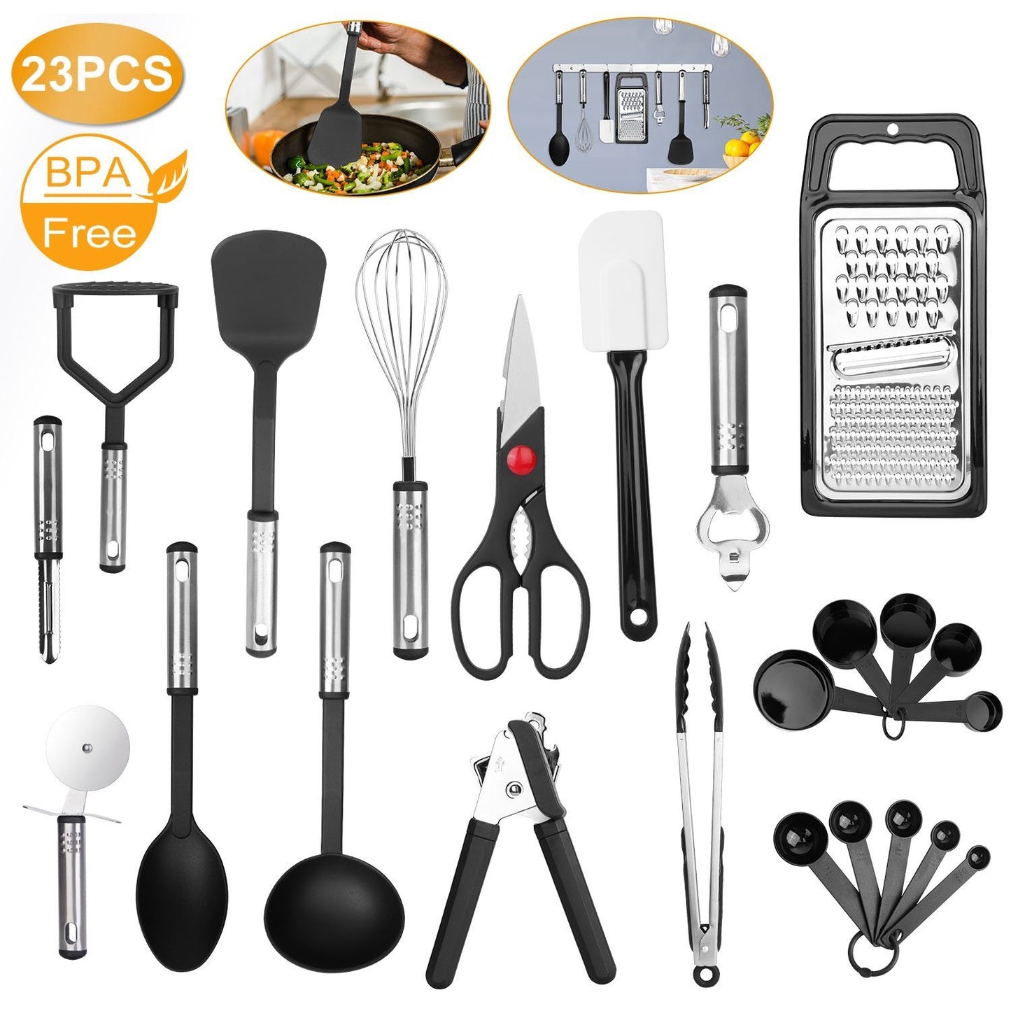 Skorter | 23-piece set: Kitchen Utensil Set Stainless Steel Nylon