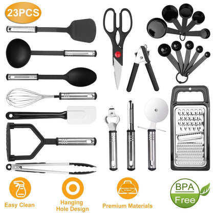 Skorter | 23-piece set: Kitchen Utensil Set Stainless Steel Nylon