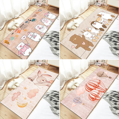 Skorter | Beautiful Bedroom Rug Multicolor Cartoon Printed Indoor Carpet PVC Non-Slip Back Machine Washable Rug