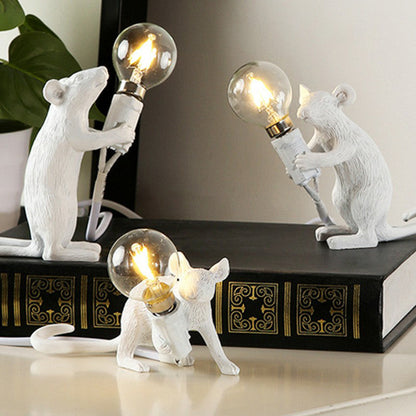 Skorter | Mini Mouse Shaped Table Lamp - Resin 1-Light Bedroom Night Light for Kids
