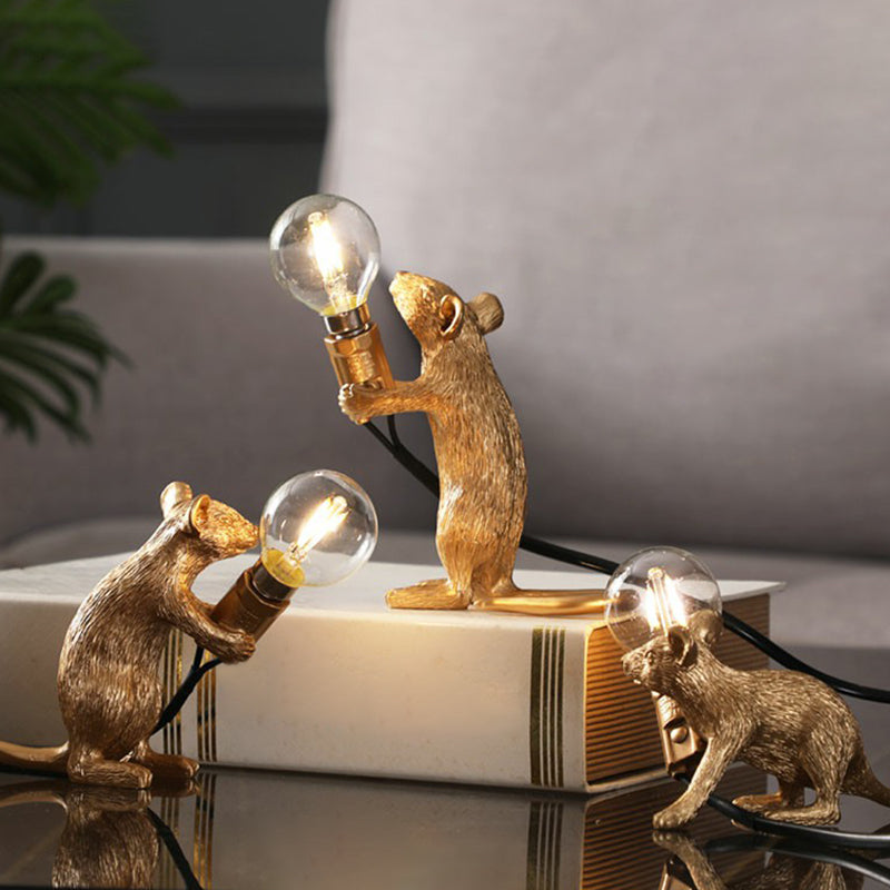 Skorter | Children's Style Mouse Shaped Table Lamp - Resin 1-Light Night Light for Bedroom