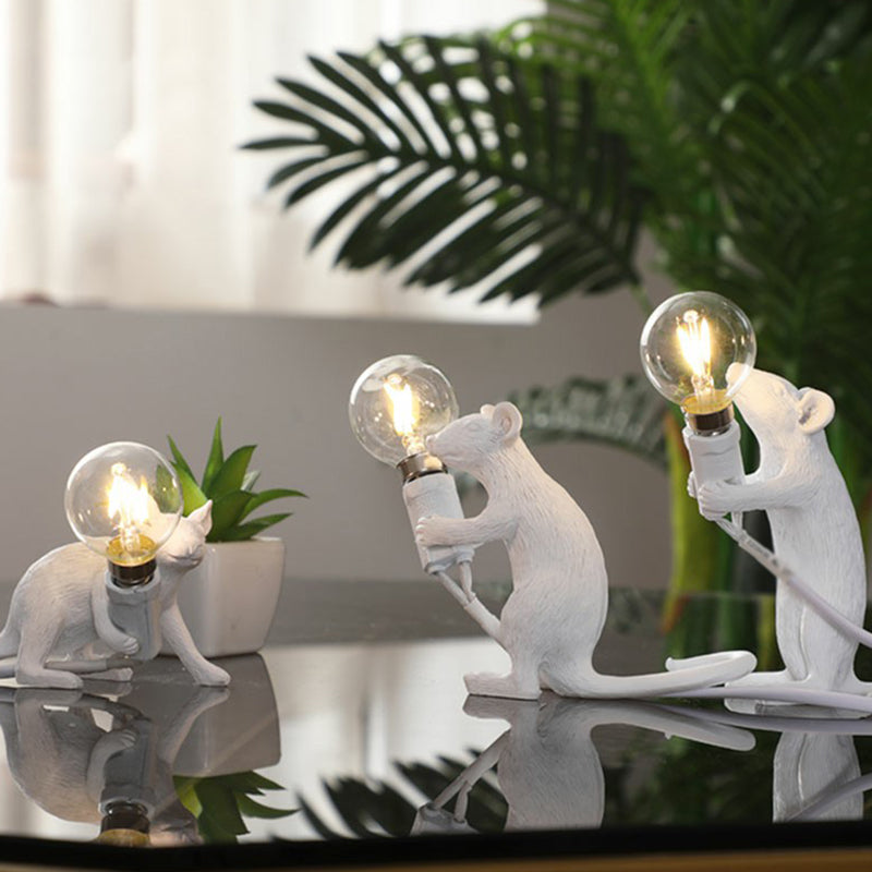 Skorter | Children's Style Mouse Shaped Table Lamp - Resin 1-Light Night Light for Bedroom