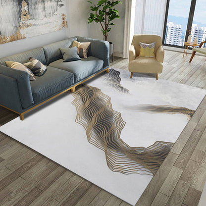 Skorter | Artistic Geometric Abstract Line Rug Multicolor Modern Carpet Synthetic Non-Slip Back Pet-Friendly Rug for Large Room
