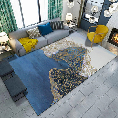 Skorter | Artistic Geometric Abstract Line Rug Multicolor Modern Carpet Synthetic Non-Slip Back Pet-Friendly Rug for Large Room
