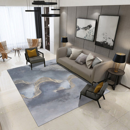 Skorter | Artistic Geometric Abstract Line Rug Multicolor Modern Carpet Synthetic Non-Slip Back Pet-Friendly Rug for Large Room