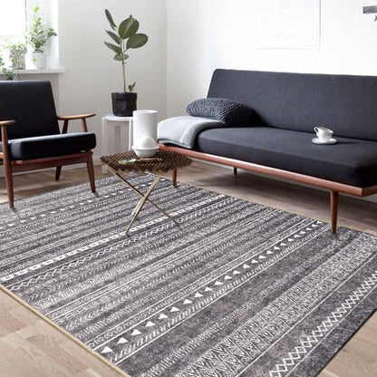 Skorter | Bohemian Living Room Rug Multicolor Geometric Pattern Rug Polyester Non-Slip Mat Pet-Friendly Indoor Rug