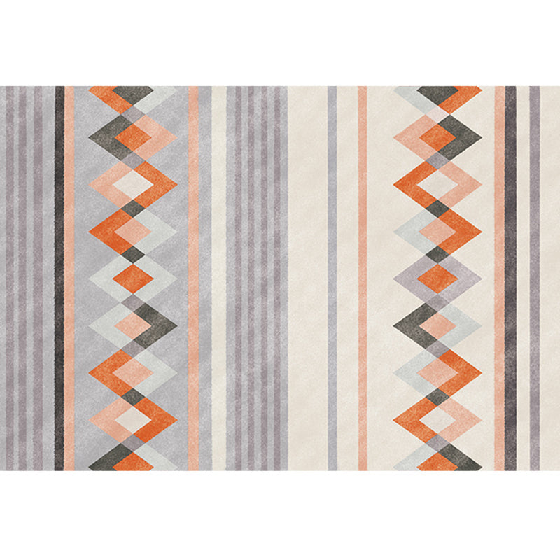 Skorter | Bohemian Living Room Rug Multicolor Geometric Pattern Rug Polyester Non-Slip Mat Pet-Friendly Indoor Rug