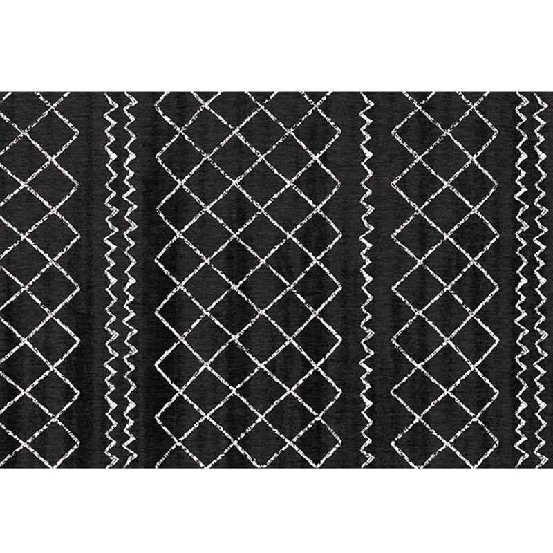 Skorter | Bohemian Living Room Rug Multicolor Geometric Pattern Rug Polyester Non-Slip Mat Pet-Friendly Indoor Rug