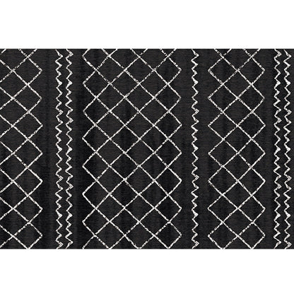 Skorter | Bohemian Living Room Rug Multicolor Geometric Pattern Rug Polyester Non-Slip Mat Pet-Friendly Indoor Rug