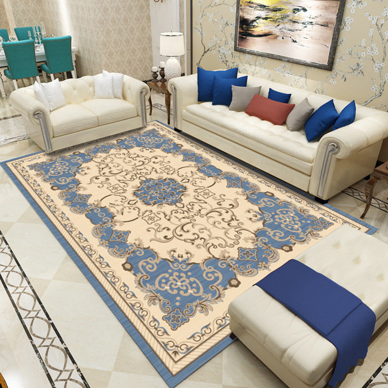 Skorter | Antique Salon Carpet Multicolor Floral Pattern Carpet Polyester Non-Slip Backing Pet-Friendly Indoor Carpet