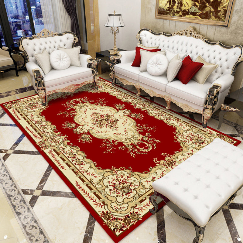 Skorter | Antique Salon Carpet Multicolor Floral Pattern Carpet Polyester Non-Slip Backing Pet-Friendly Indoor Carpet