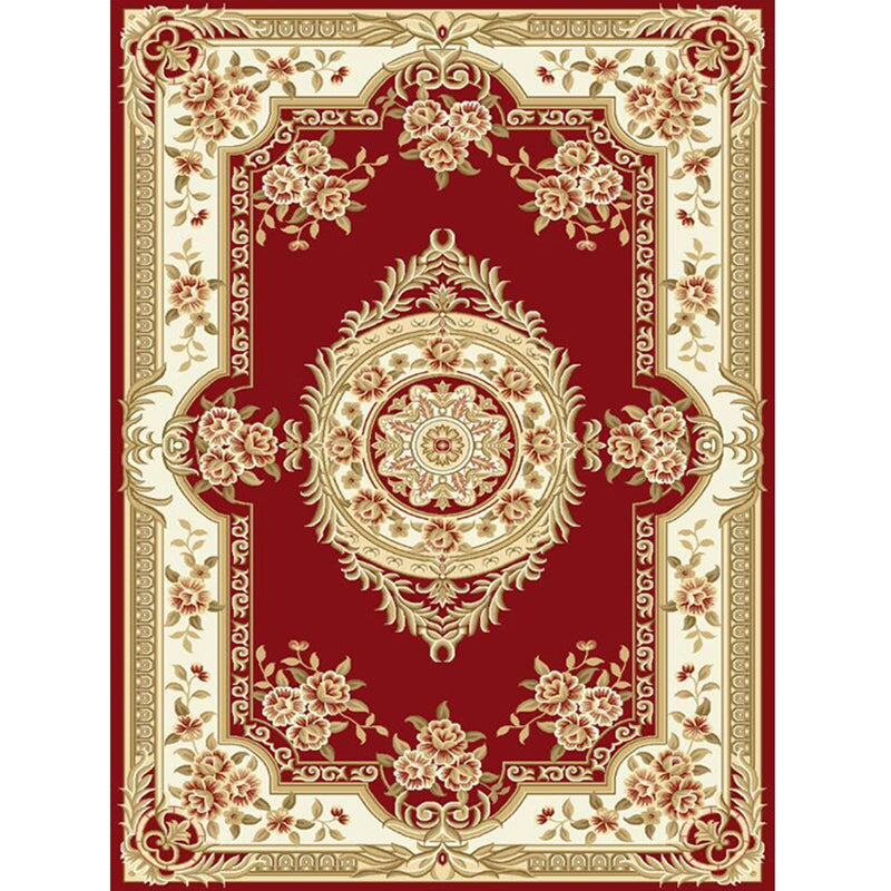 Skorter | Antique Salon Carpet Multicolor Floral Pattern Carpet Polyester Non-Slip Backing Pet-Friendly Indoor Carpet