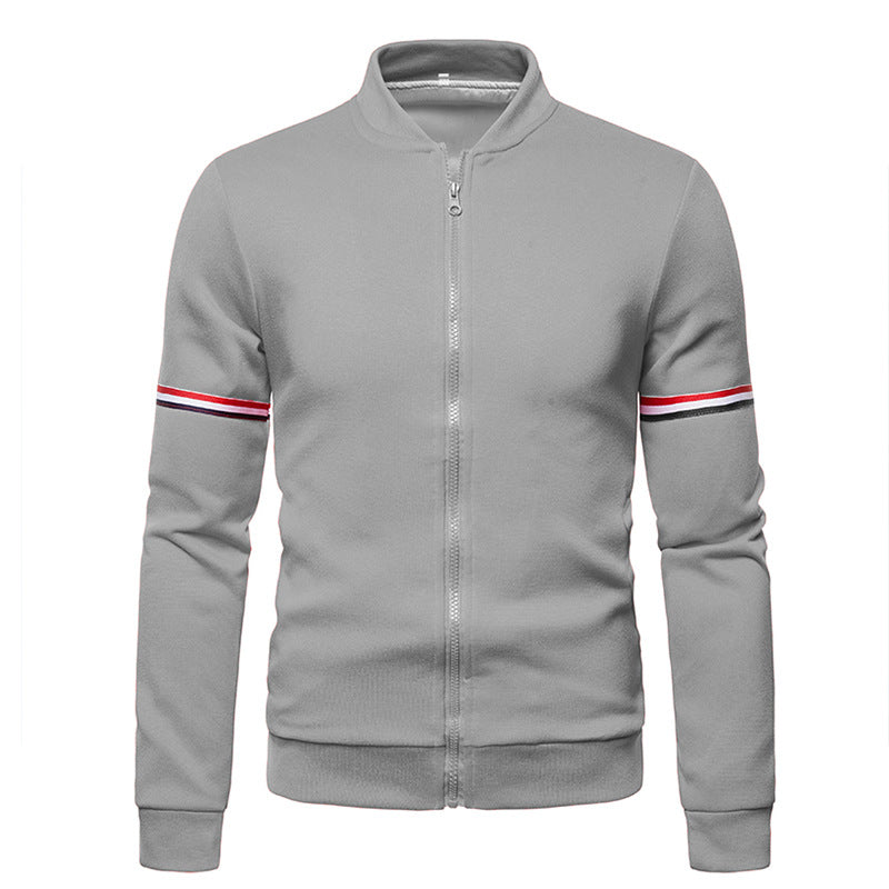 Men's sporty zip jacket with structured surface and contrast stripes Skorter