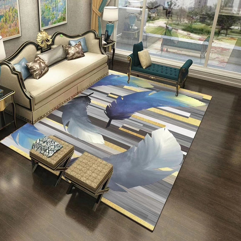 Skorter | Chinoiserie Flower Rug Multicolor Polypropylene Area Rug Non-Slip Back Pet-Friendly Easy Care Indoor Rug for Living Room