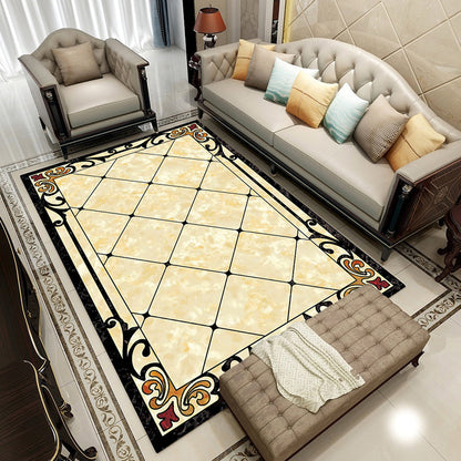 Skorter | Colorful geometric printed carpet made of polyester Retro indoor rug with non-slip backing, stain-resistant carpet for the living room