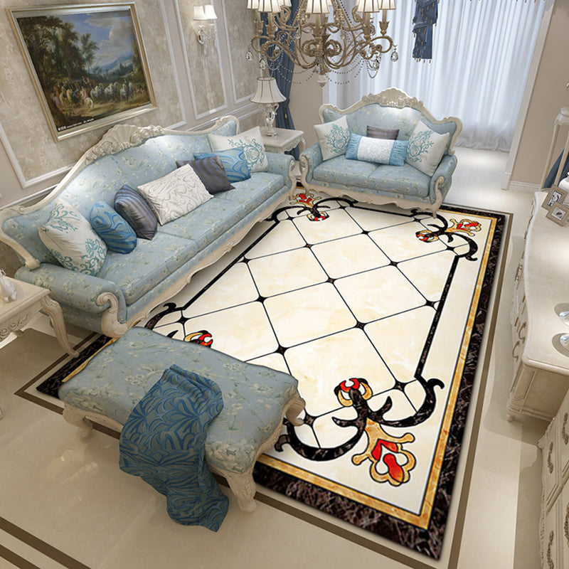 Skorter | Colorful geometric printed carpet made of polyester Retro indoor rug with non-slip backing, stain-resistant carpet for the living room