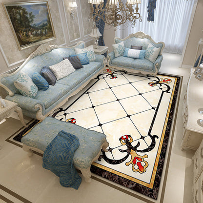 Skorter | Colorful geometric printed carpet made of polyester Retro indoor rug with non-slip backing, stain-resistant carpet for the living room