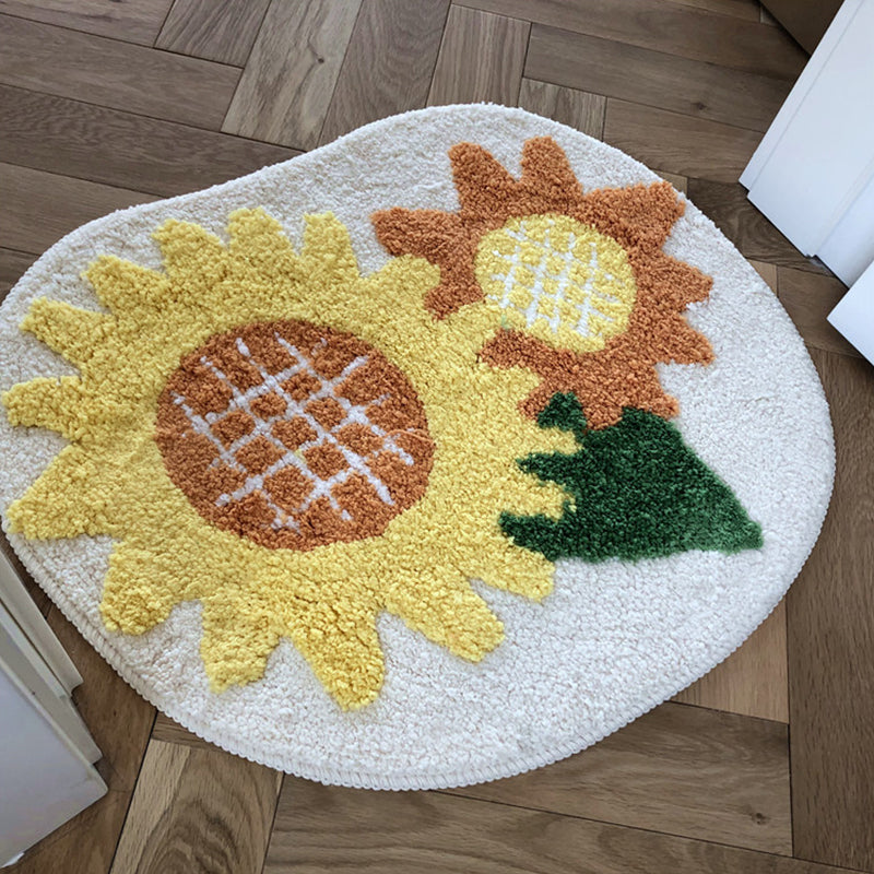 Skorter | Calming Bedroom Rug Multicolored Floral Pattern Indoor Rug Non-Slip Back Stain-Resistant Area Rug