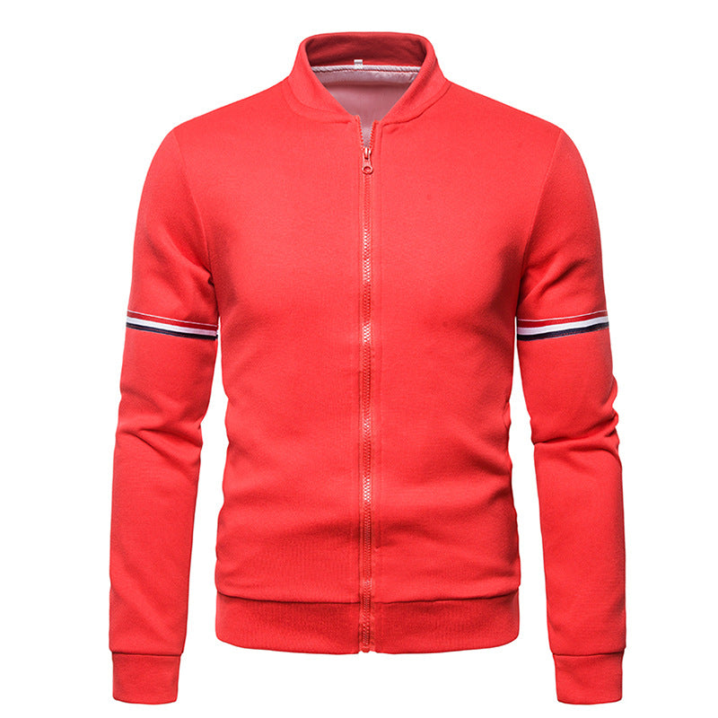 Men's sporty zip jacket with structured surface and contrast stripes Skorter