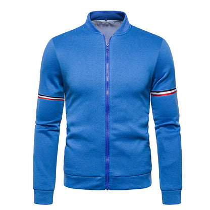 Men's sporty zip jacket with structured surface and contrast stripes Skorter