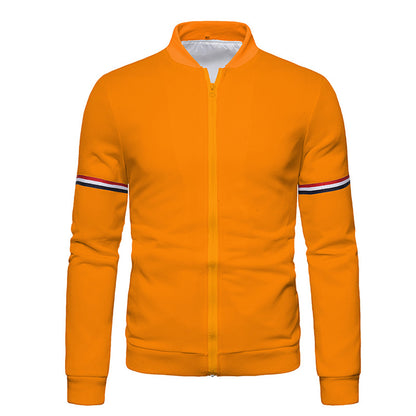 Men's sporty zip jacket with structured surface and contrast stripes Skorter