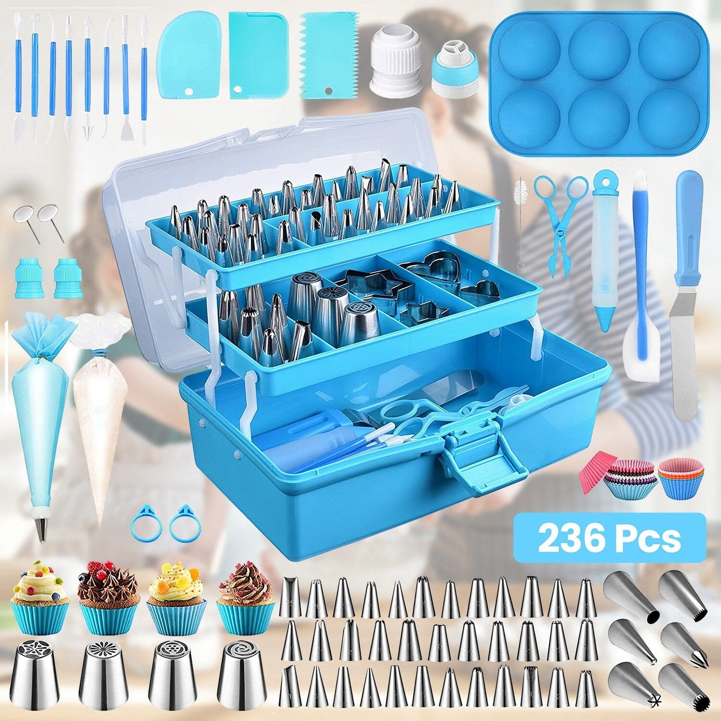 Skorter | 236-pieces: Cake Decorating Set Baking Tools with Piping Tips Connectors
