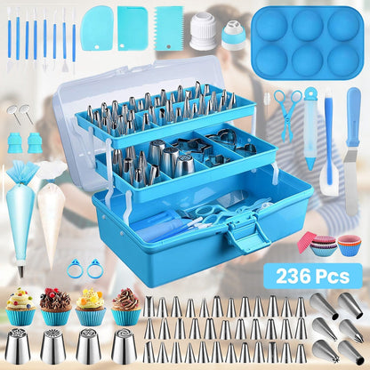 Skorter | 236-pieces: Cake Decorating Set Baking Tools with Piping Tips Connectors