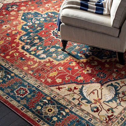 Skorter | Casual Multicolor Geo Rug Polyester Western Area Rug Non-Slip Machine Washable Easy Care Indoor Rug for Living Room