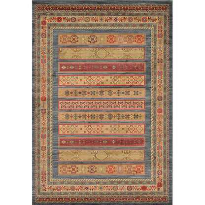 Skorter | Casual Multicolor Geo Rug Polyester Western Area Rug Non-Slip Machine Washable Easy Care Indoor Rug for Living Room