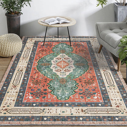 Skorter | Casual Multicolor Geo Rug Polyester Western Area Rug Non-Slip Machine Washable Easy Care Indoor Rug for Living Room