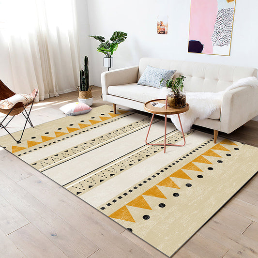 Skorter | Casual Geometric Pattern Rug Multicolored Synthetic Indoor Rug Non-Slip Back Machine Washable Area Rug for Living Room