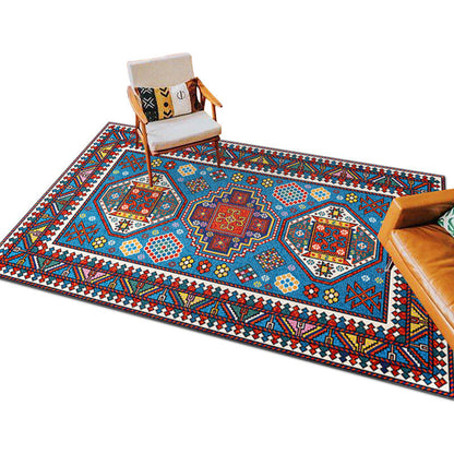 Skorter | eclectic tribal pattern rug multicolored polypropylene indoor rug non-slip backing pet-friendly area rug for the living room