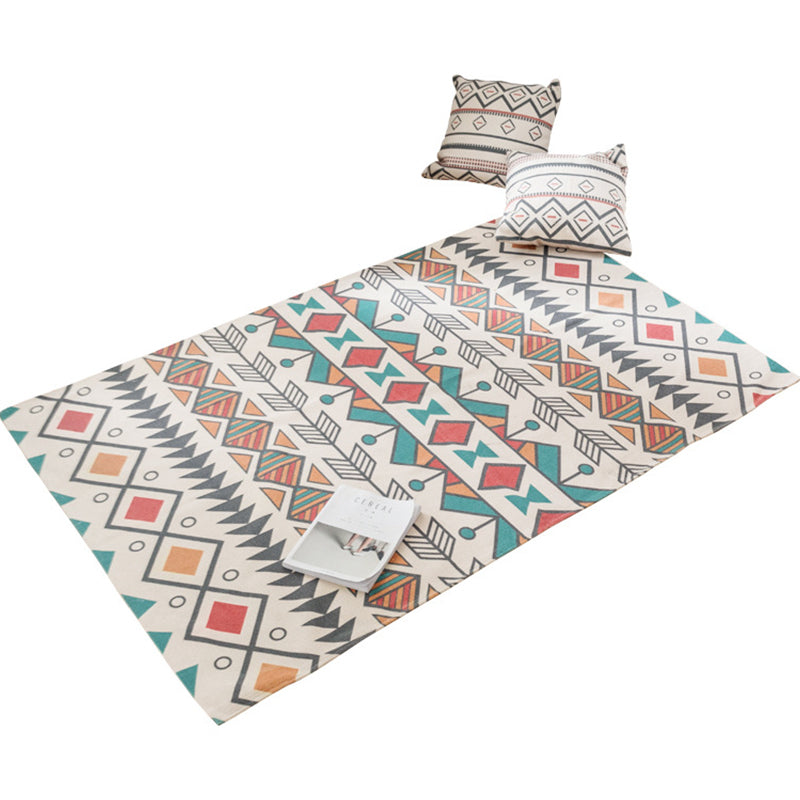 Skorter | Southwest Bedroom Carpet Multicolored Tribal Printed Area Rug Jute Pet-Friendly Stain-Resistant Indoor Carpet