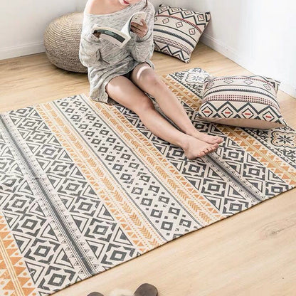 Skorter | Southwest Bedroom Carpet Multicolored Tribal Printed Area Rug Jute Pet-Friendly Stain-Resistant Indoor Carpet