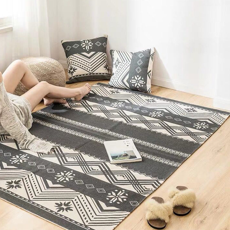 Skorter | Southwest Bedroom Carpet Multicolored Tribal Printed Area Rug Jute Pet-Friendly Stain-Resistant Indoor Carpet