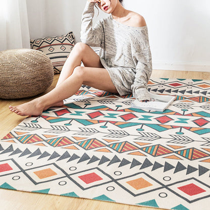 Skorter | Southwest Bedroom Carpet Multicolored Tribal Printed Area Rug Jute Pet-Friendly Stain-Resistant Indoor Carpet