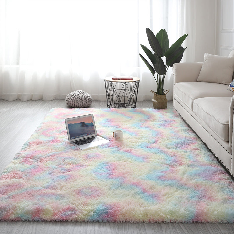 Skorter | Calming Living Room Rug Multicolored Pattern Indoor Rug Shag Non-Slip Backing Pet Friendly Area Carpet