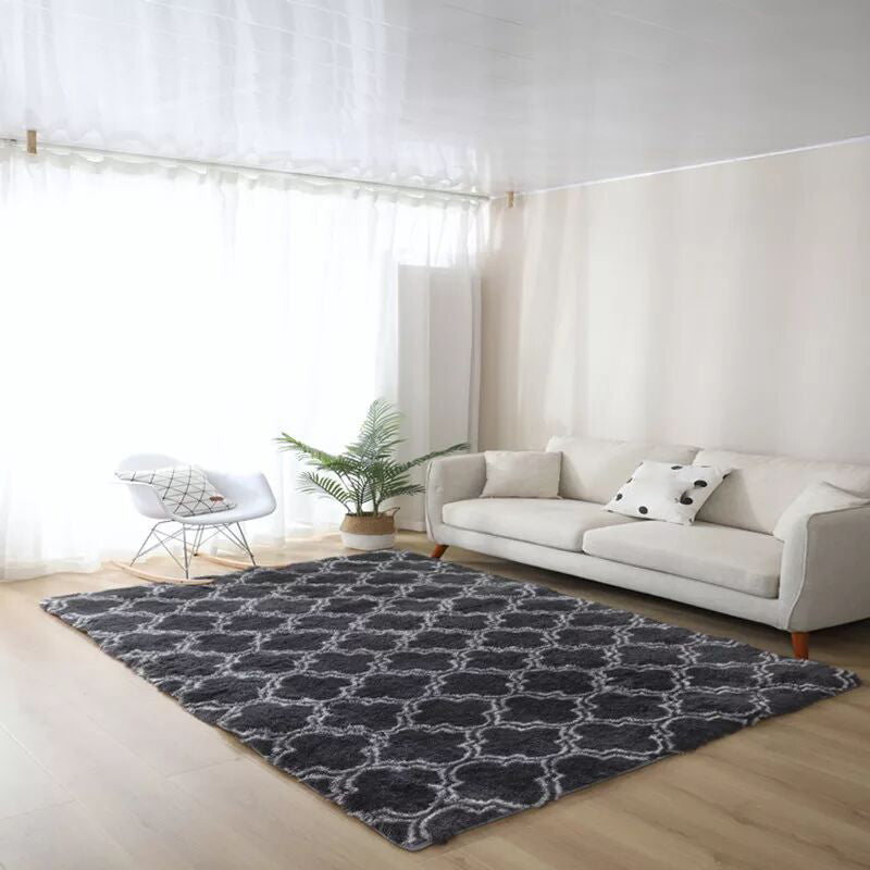 Skorter | Calming Living Room Rug Multicolored Pattern Indoor Rug Shag Non-Slip Backing Pet Friendly Area Carpet