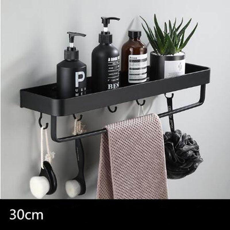 Skorter | Black bathroom shelf made of space aluminum for wall mounting